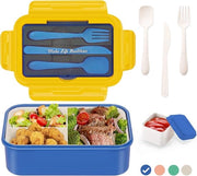 Lunchbox per adulti - 400 ml - con 3 contenitori - Cassetta per pane con contenitori regolabili - Per la colazione e i spuntini - Blu