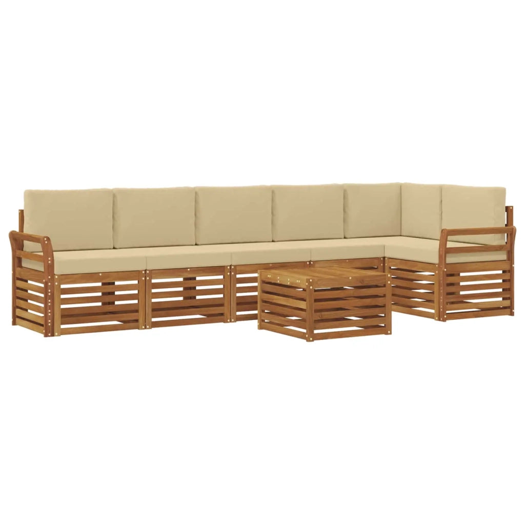 Set divano sezionale con cuscino 7 pcs Naturale e Beige 3374933