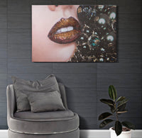 Stampa su Tela Beautiful Lips 80x3,8x120 cm in Legno e Tessuto