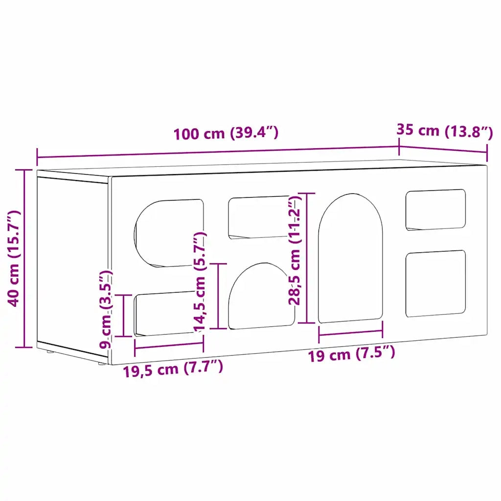 Mobile TV Rovere fumé 100 x 35 x 40 cm Legno multistrato 891269