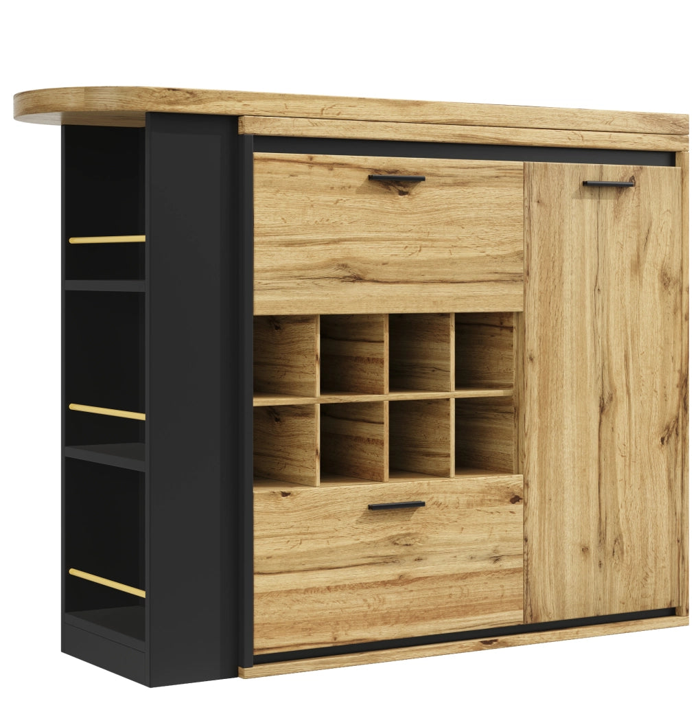 Tavolo da pranzo 138-220x39x105 cm allungabile con 2 cassetti in MDF e metallo naturale
