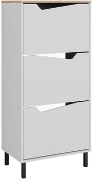 Scarpiera da ingresso Marelle, Bianco/Artisan, 60 x 129.5 cm con 3 scomparti