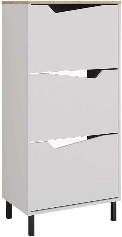 Scarpiera da ingresso Marelle, Bianco/Artisan, 60 x 129.5 cm con 3 scomparti