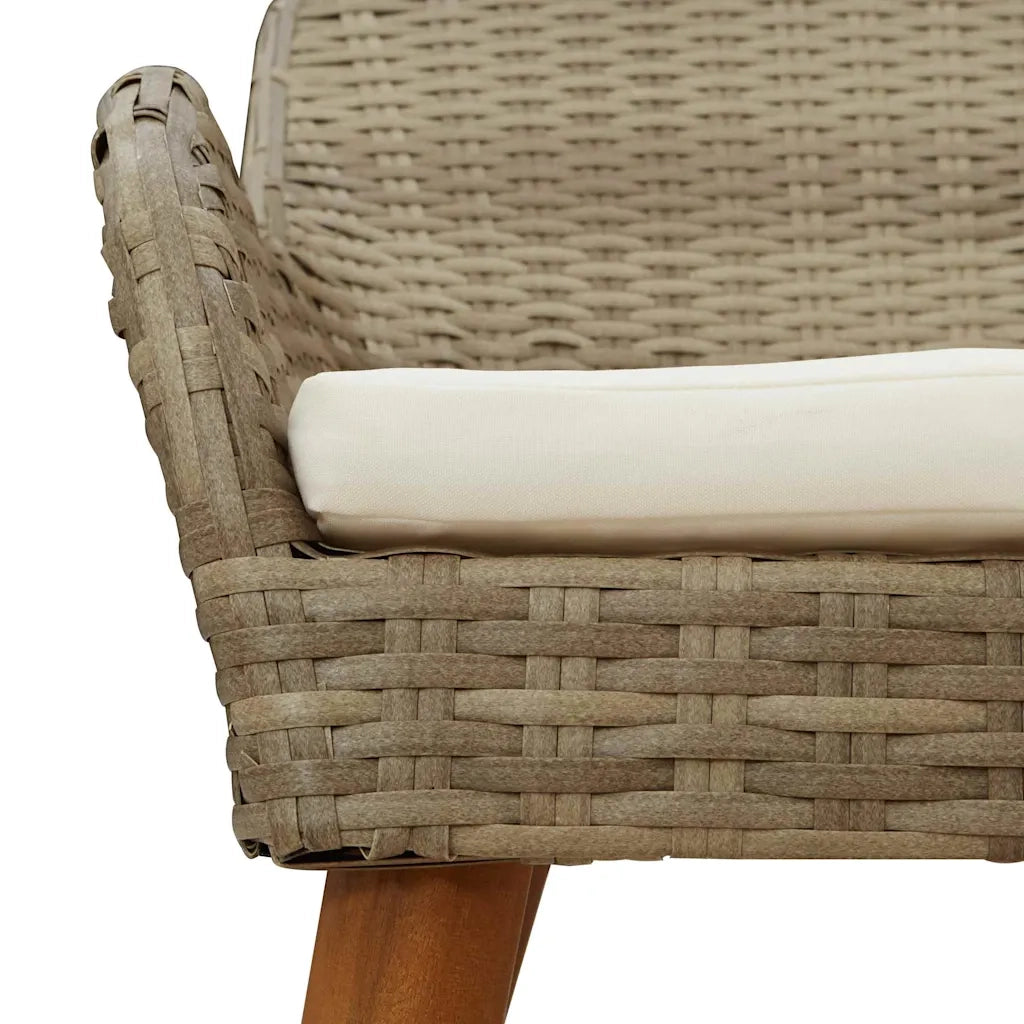 Set da Pranzo per Giardino con cuscino 7 pcs Beige polyrattan 3261703