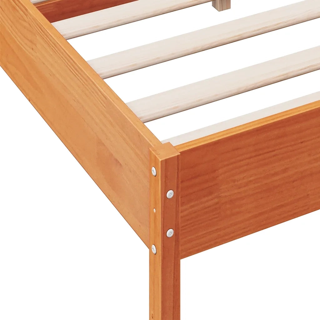 Letto senza Materasso Marrone Cera 135x190 cm in Legno di Pino 842773