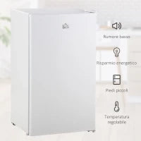 Frigorifero Piccolo 91L Monoporta Reversibile con Congelatore e Temperatura Regolabile, Bianco