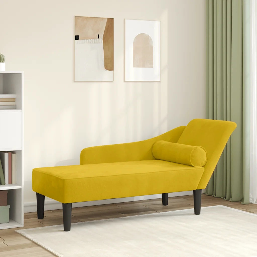 Chaise Longue con Cuscini Giallo in Velluto CFW8499534