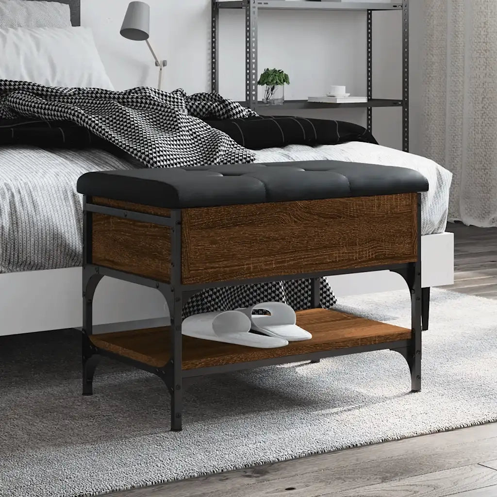 Panca Porta Scarpe Rovere Marrone 62x42x45 cm Legno Multistrato