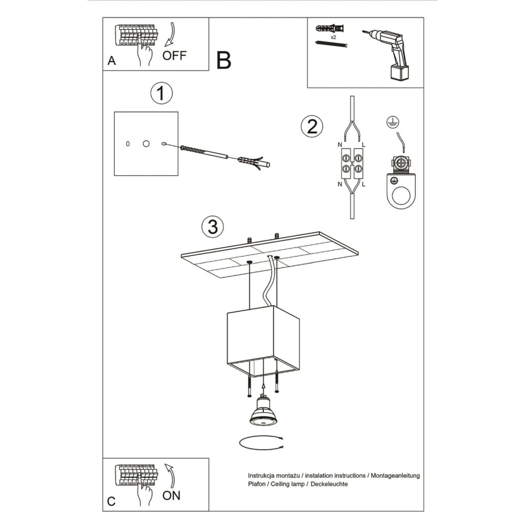 Lampada da soffitto QUAD 1 antracite