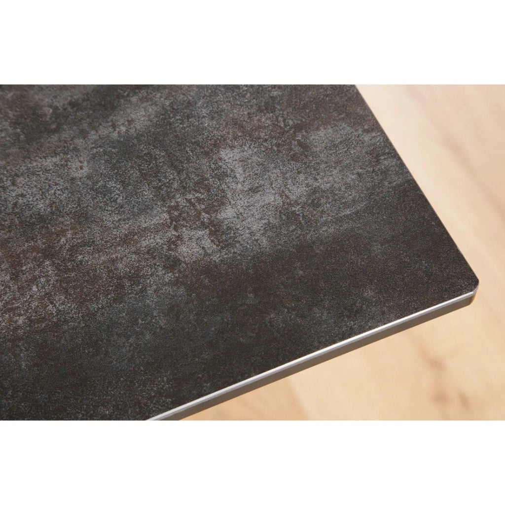 Tavolo da pranzo ATARA 180–260 cm – Piano in ceramica grigio tortora e struttura in metallo nero