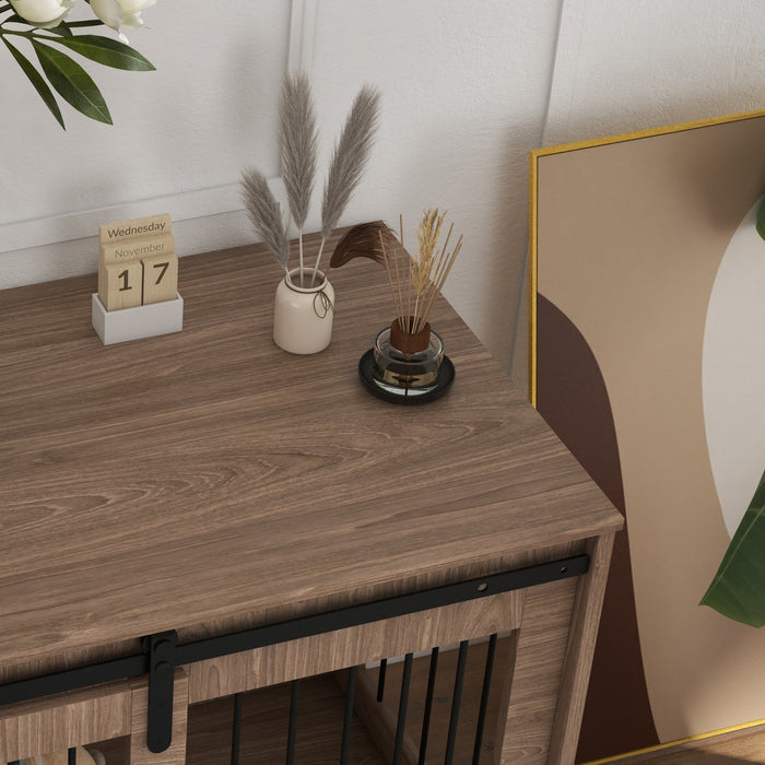 Cuccia per Cani Grandi Casetta con Porta Scorrevole per Interno 98x58x61 cm in Legno Marrone