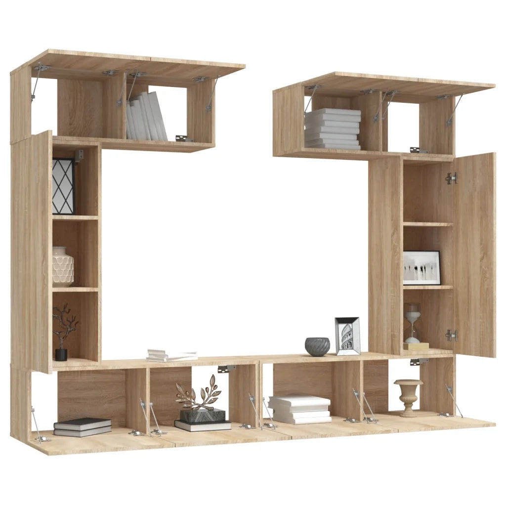 Set di Mobili Porta TV 6 pz Rovere Sonoma in Legno Multistrato cod mxl 69283