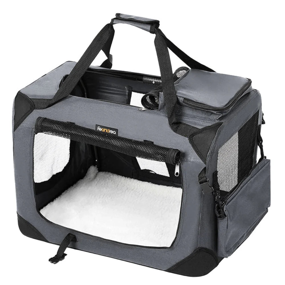 Trasportino per animali domestici/borsa per spedizioni/trasportino pieghevole per cani 60 x 40 x 40 cm grigio 12_0004768