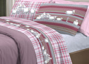 Completo Lenzuola Linea Pensieri Delicati 100% Cotone Disegno Pecorelle - Singolo - Rosa