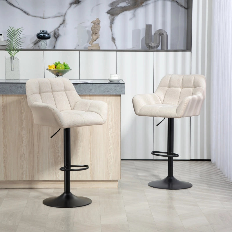 SGABELLO ALTO Set da 2 pezzi regolabile 64-85 cm ecopelle crema