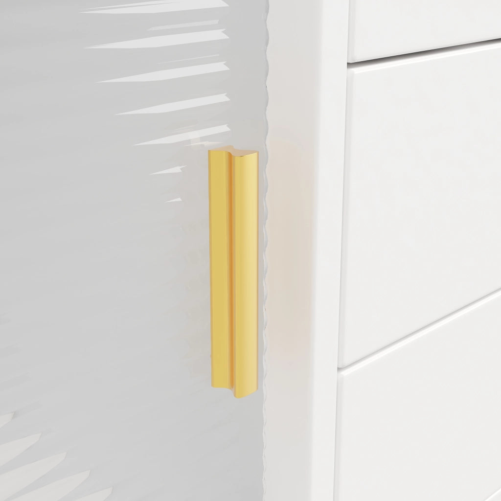 OKWISH Credenza Alta da Cucina con Porte Scorrevoli, LED e Pannello Forato, per Cucina o Sala da Pranzo, 145×39×171 cm