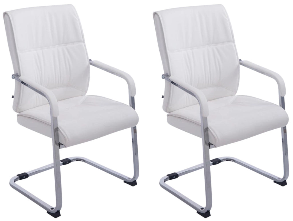 Set di 2 sedie a sbalzo XXL Anubis in similpelle bianco