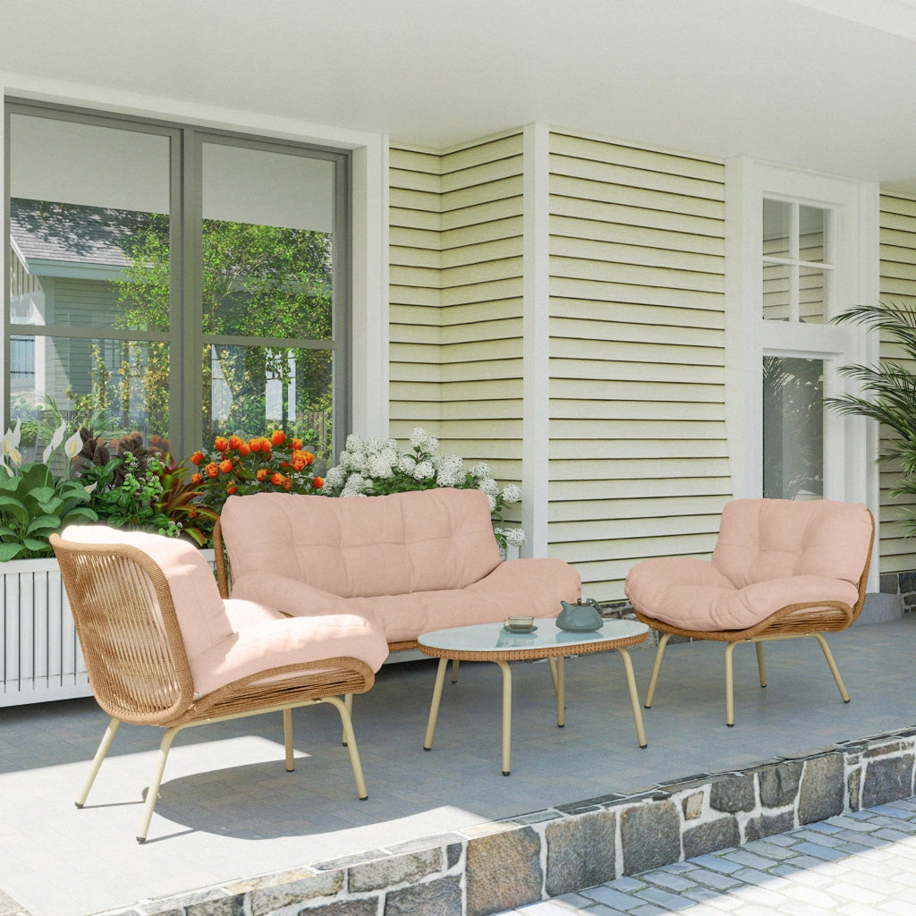 Set divano giardino 4 pezzi ¨C zephmum ¨C beige