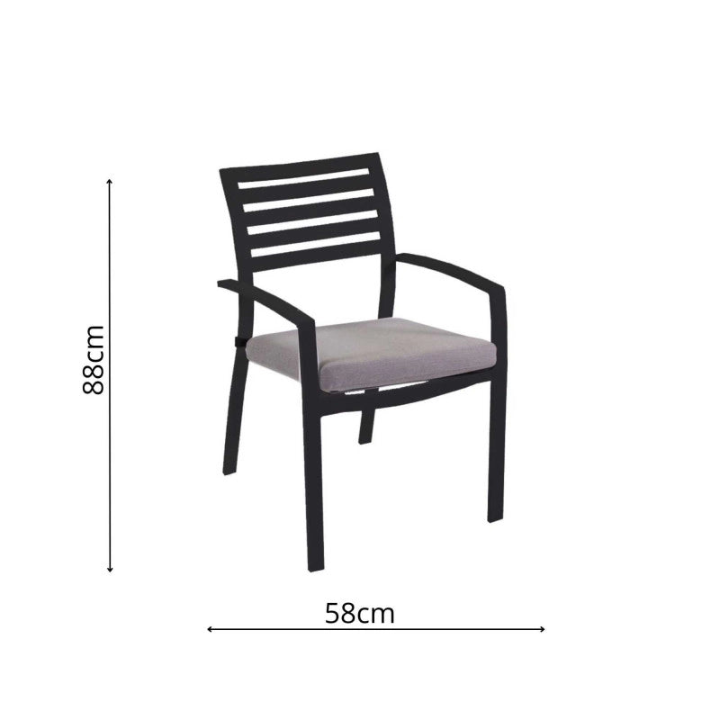 Poltrona alluminio boston antracite con cuscino grigio cm58x57h88