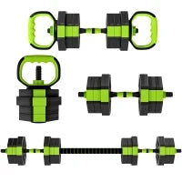 Set di Manubri Regolabili 20 kg, 4 in 1 come Kettlebell, Manubri, Bilanciere e Supporto per Flessioni