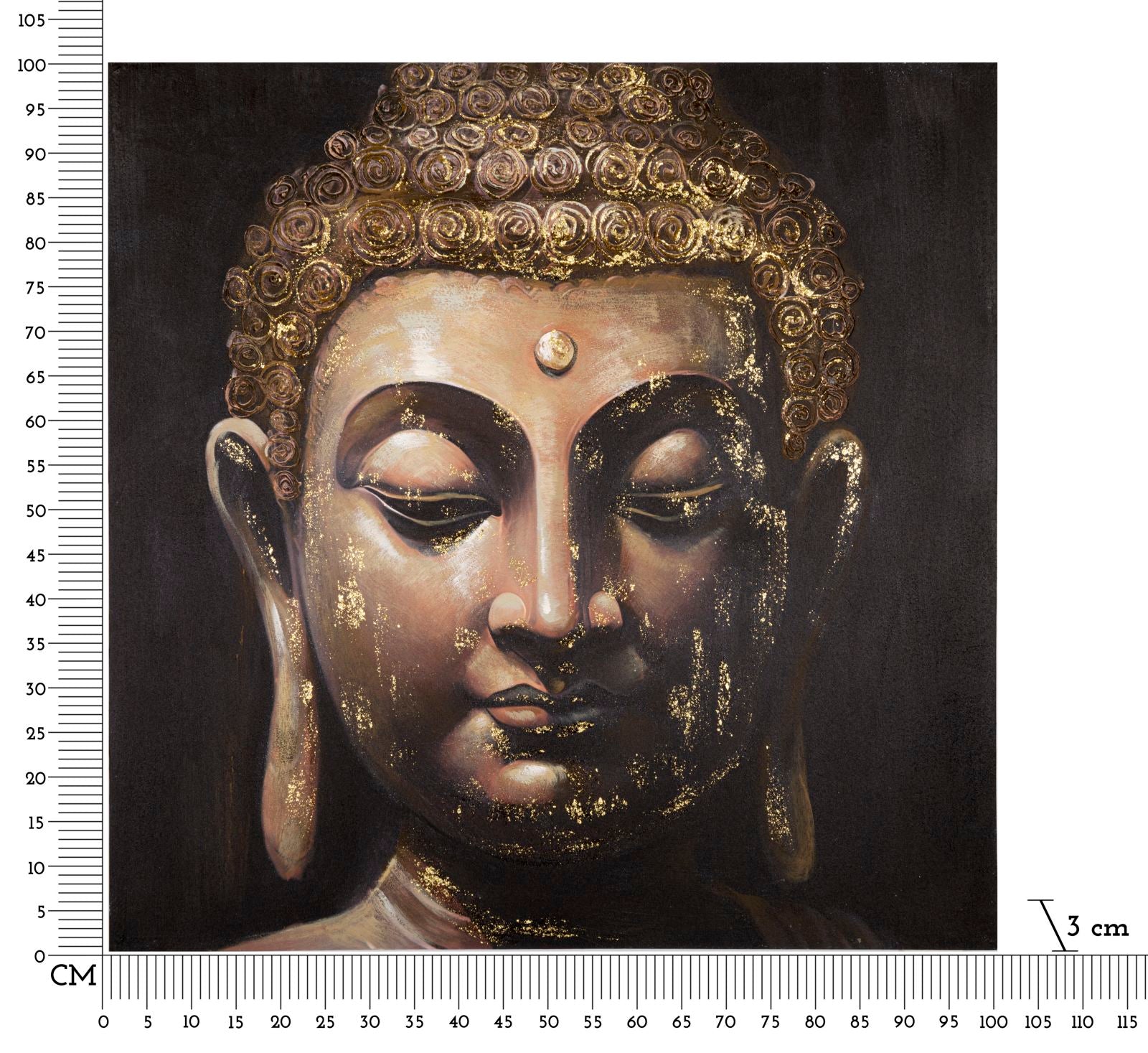 Dipinto su Tela Buddha 100x100x3 cm Cornice in Legno di Pino Multicolor