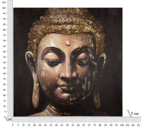 Dipinto su Tela Buddha 100x100x3 cm Cornice in Legno di Pino Multicolor