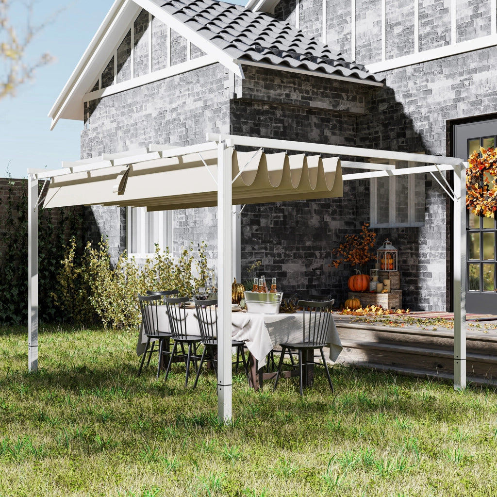 Pergola da giardino ¨C zephmum ¨C alluminio, bianco, 3x4m, toit r¨¦tractable