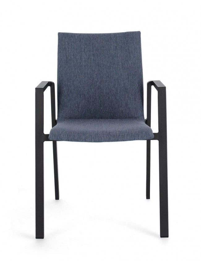 Set 4 Sedie da Giardino 55,5x60x83h cm con Braccioli Odeon Antracite Denim