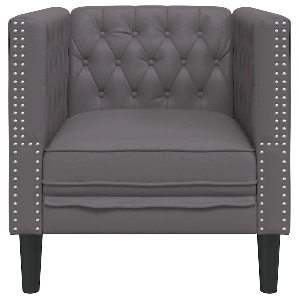Poltrona Chesterfield Grigia in Similpelle 372655