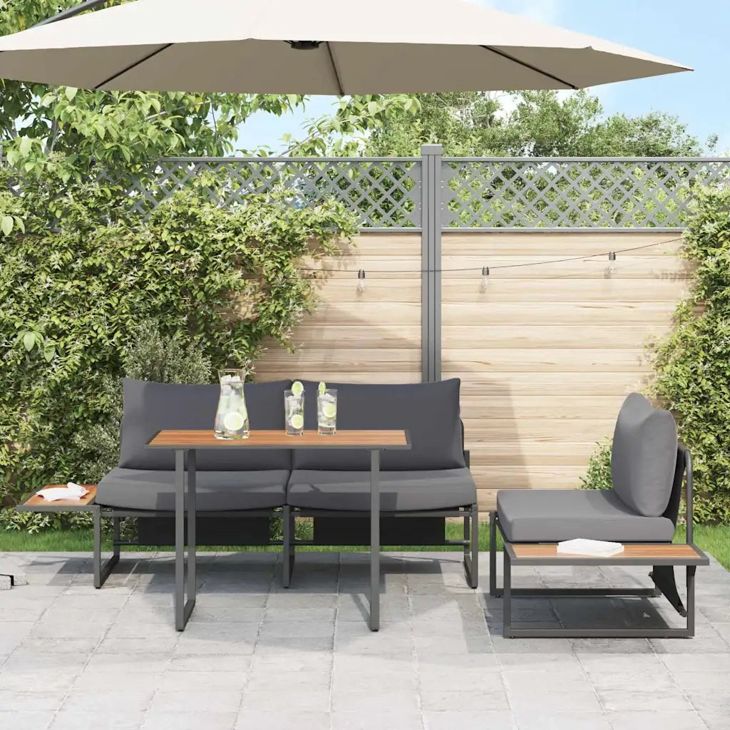 Set da Pranzo per Giardino 3 pcs Antracite Acciaio 3335888