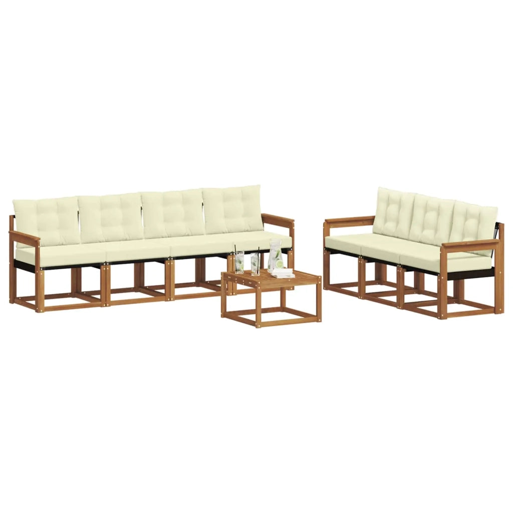 Set di divani da esterno con cuscino 8 pcs Naturale e Crema