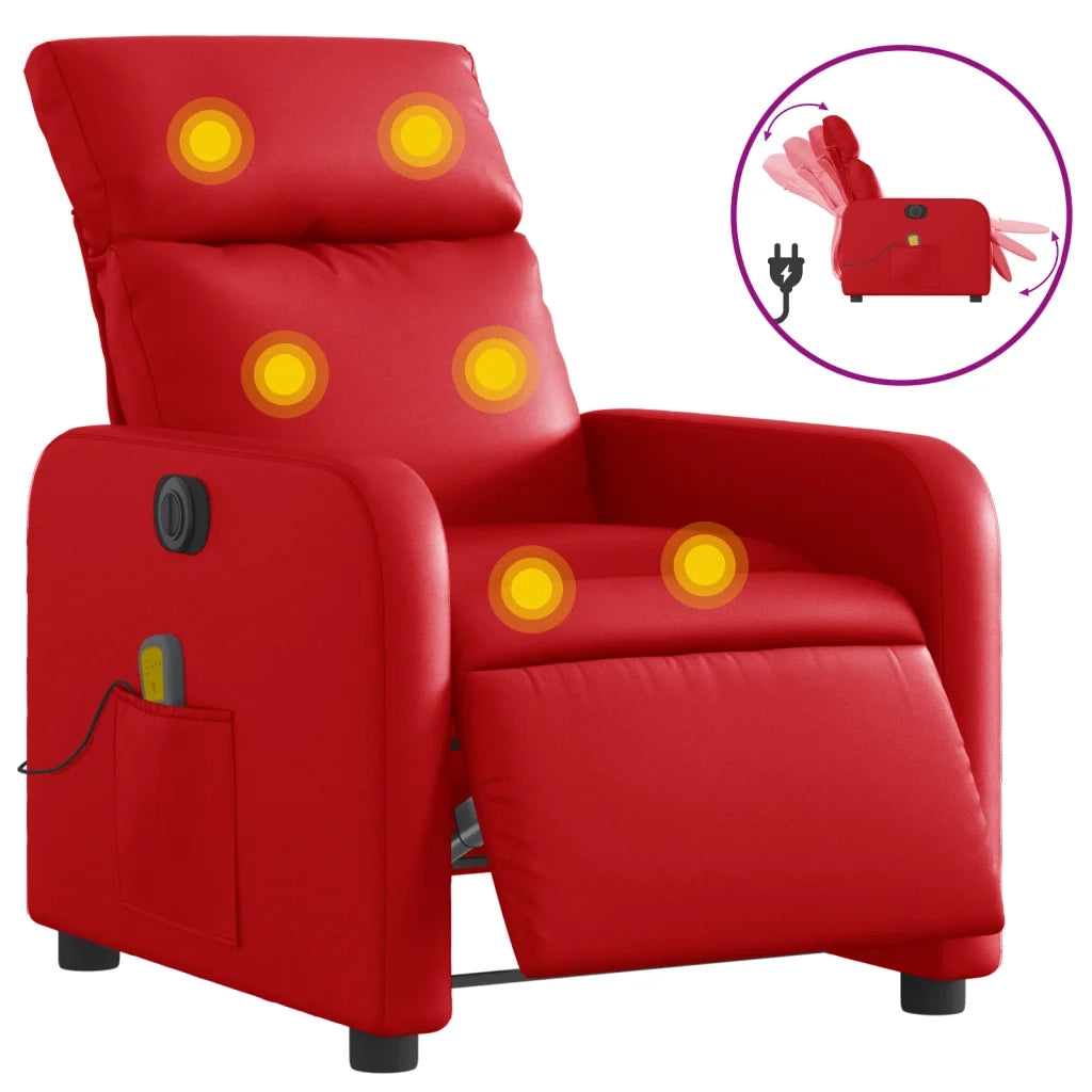 Poltrona Massaggio Elettrica Reclinabile Rosso Similpelle 3206747