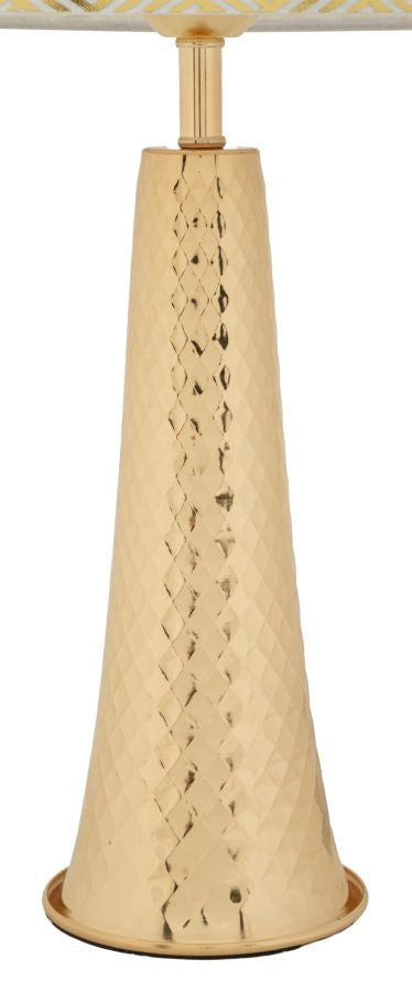 Lampada da Tavolo Tower Oro Ø30x54 cm in Ferro e Tessuto Oro e Bianco
