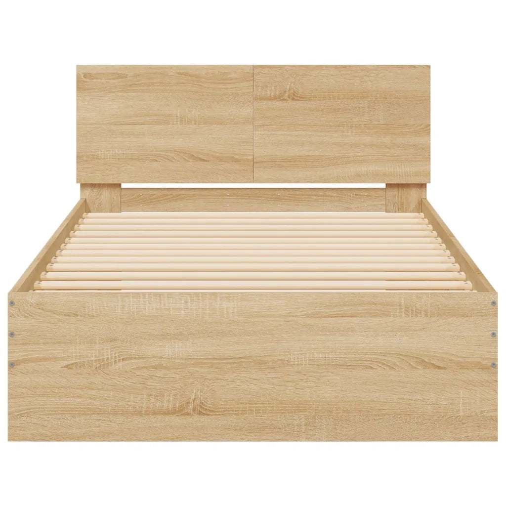 Giroletto con Testiera e LED-Struttura Letto con testiera Rovere Sonoma 100x200 cm 295194
