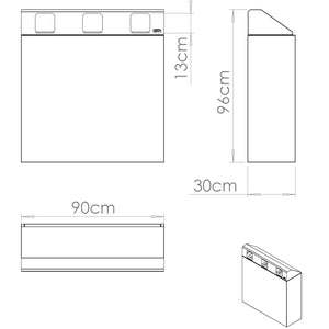 Pattumiera per Raccolta Differenziata 3 Scomparti 180 L 90x30x96 cm in Acciaio Verniciato Bianco