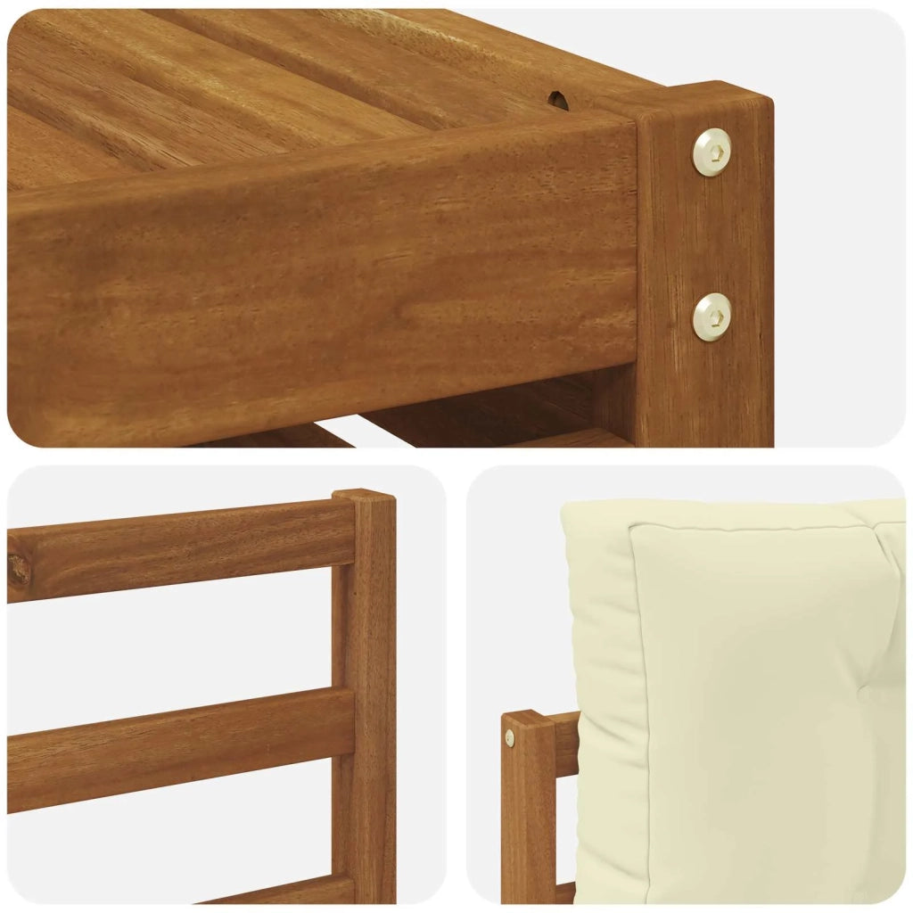 Set divani 11 pcs Naturale e Crema Legno di Acacia Massello 3374230