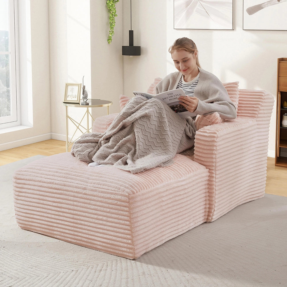 Canap?? letto in velluto costato - Xylo - Convertibile in chaise longue