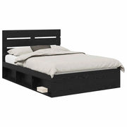 Letto matrimoniale | Letto per adulti | Struttura del letto Nero 140 x 190 cm Pino massello