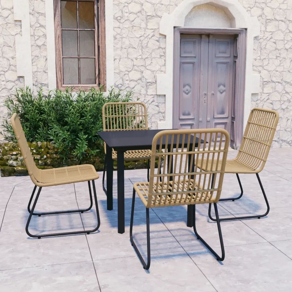 Set da Pranzo da Giardino 5 pz in Polyrattan e Vetro 3060238