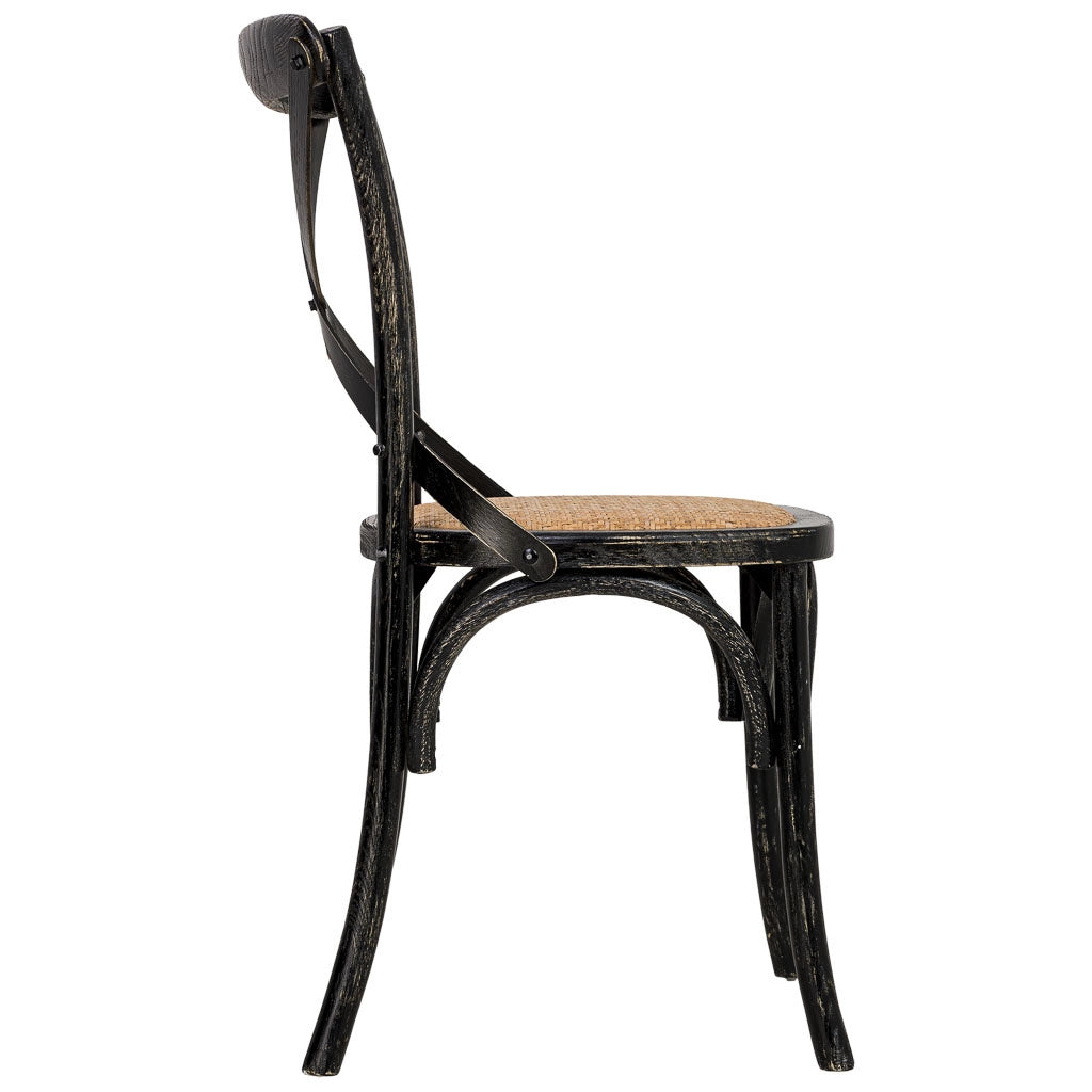 Sedia in legno con seduta in rattan nero 44x42x46/88h cm