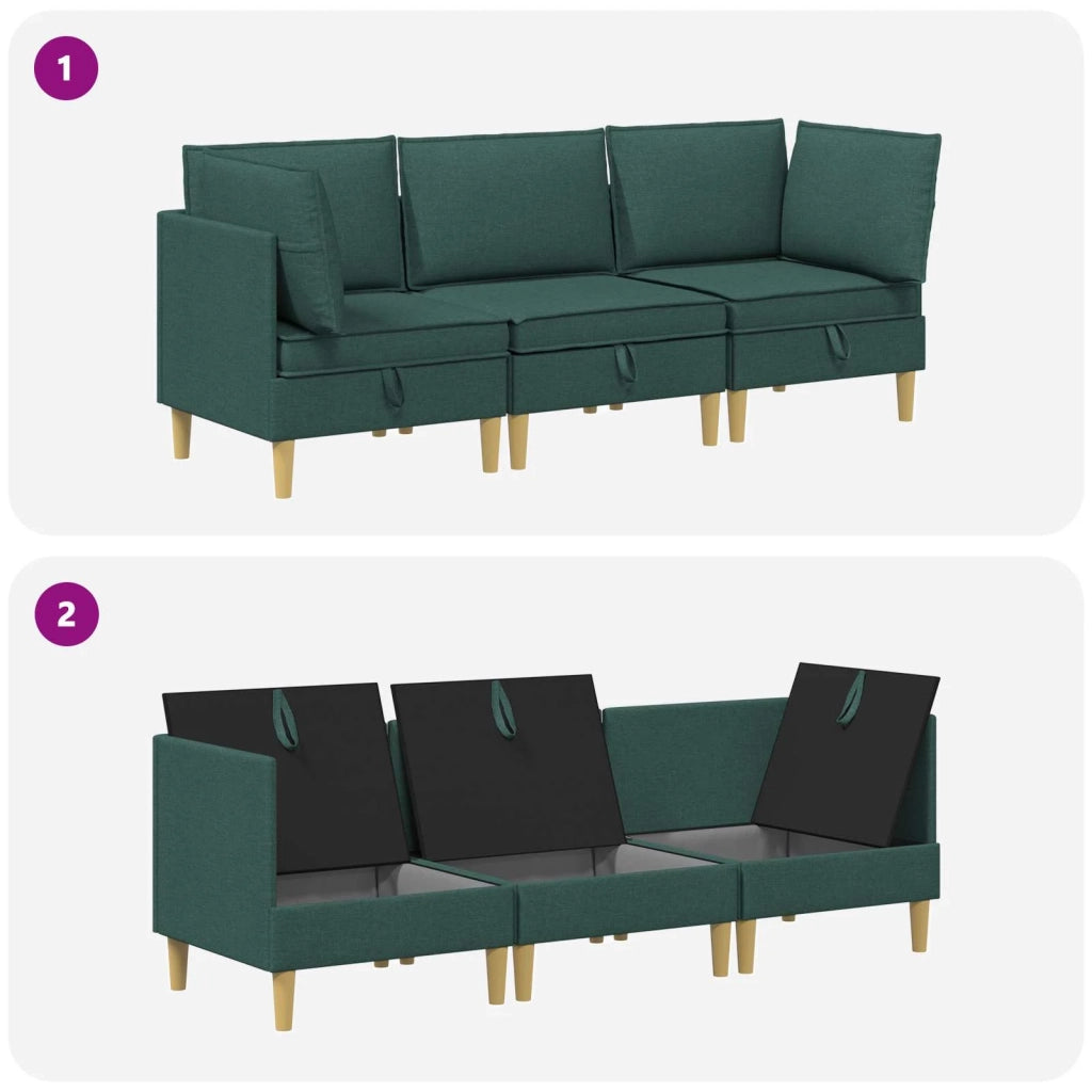 Set di mobili per il soggiorno 3 pcs Verde Scuro Tessuto 3413698