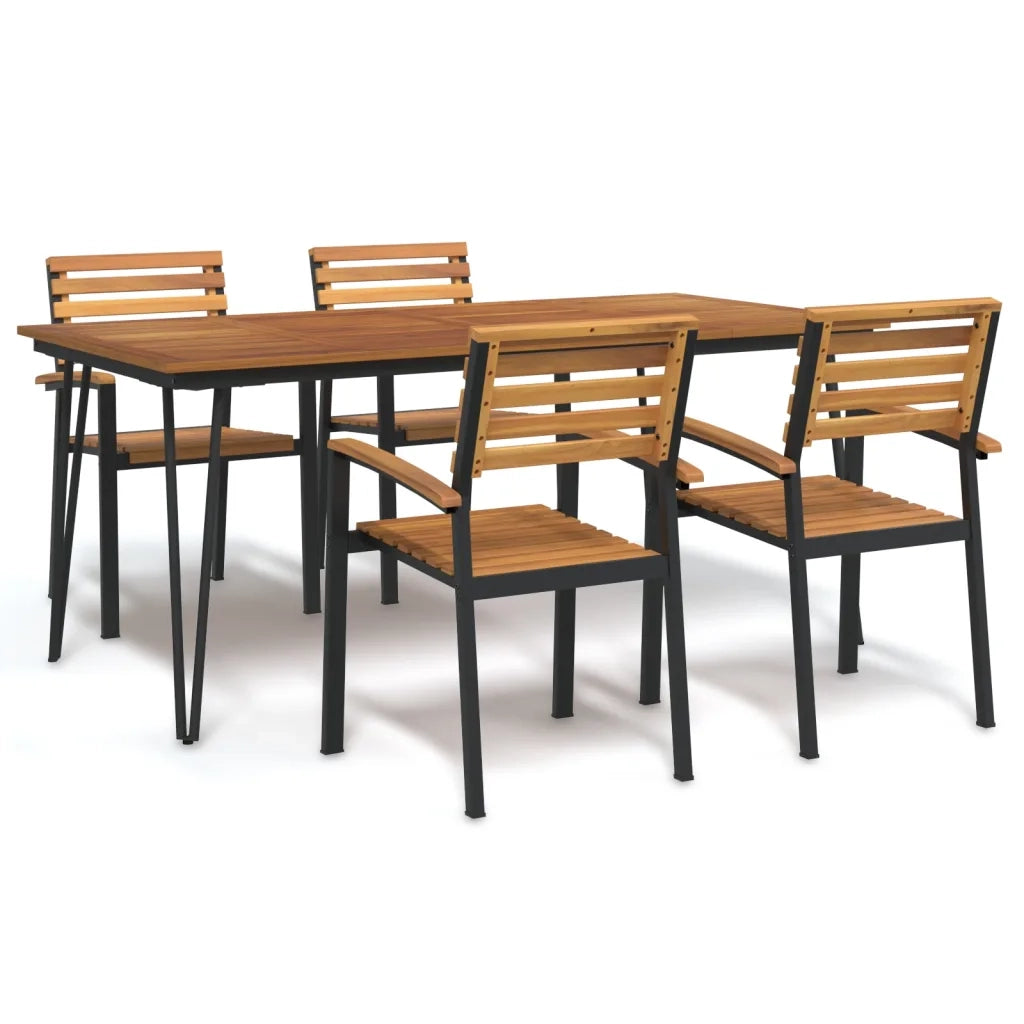 Set Pranzo da Giardino 5 pz Legno Massello di Acacia e Metallocod mxl 76372