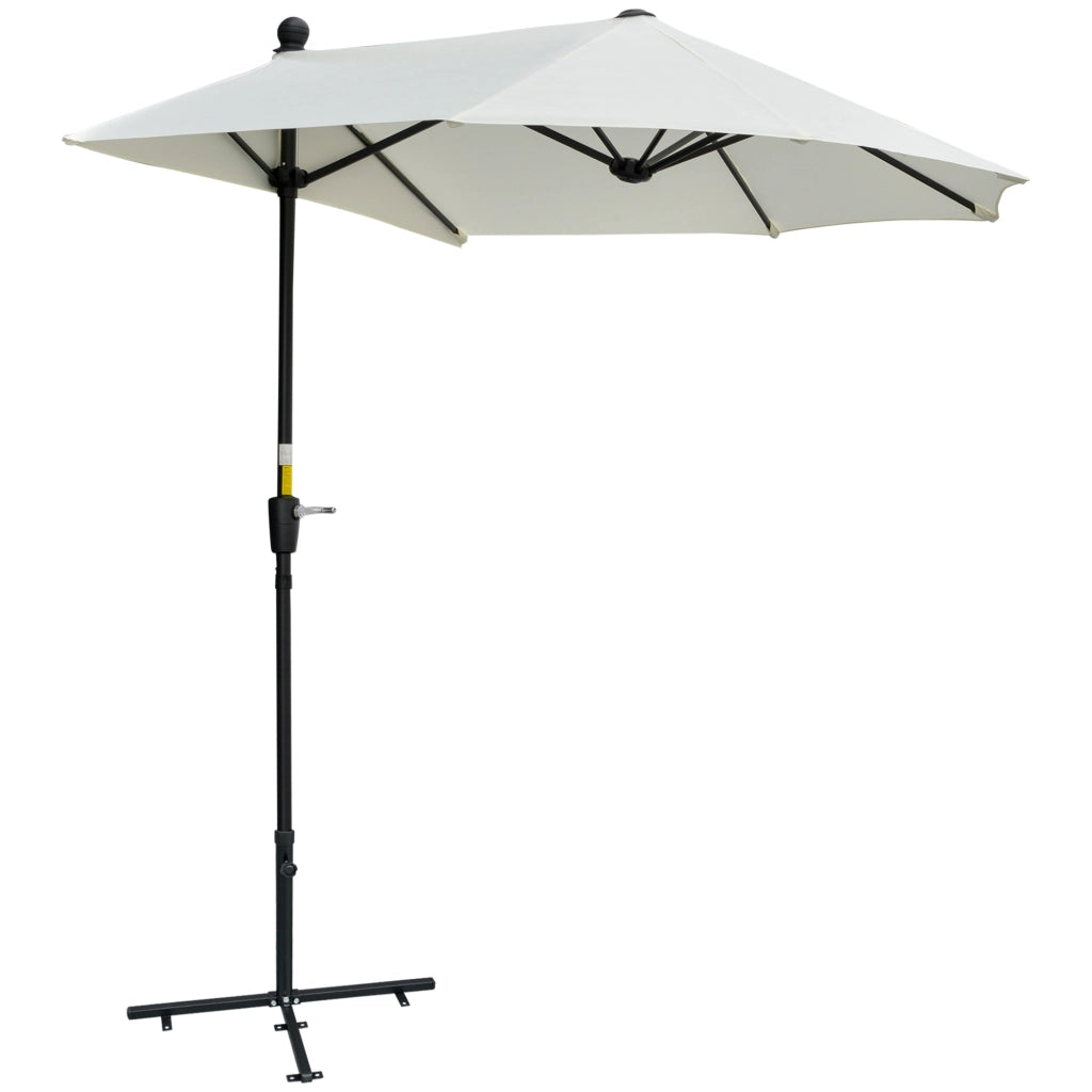 Ombrellone Semicircolare con Manovella e Tettuccio Anti UV, 200x190x240 cm, Crema