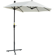 Ombrellone Semicircolare con Manovella e Tettuccio Anti UV, 200x190x240 cm, Crema