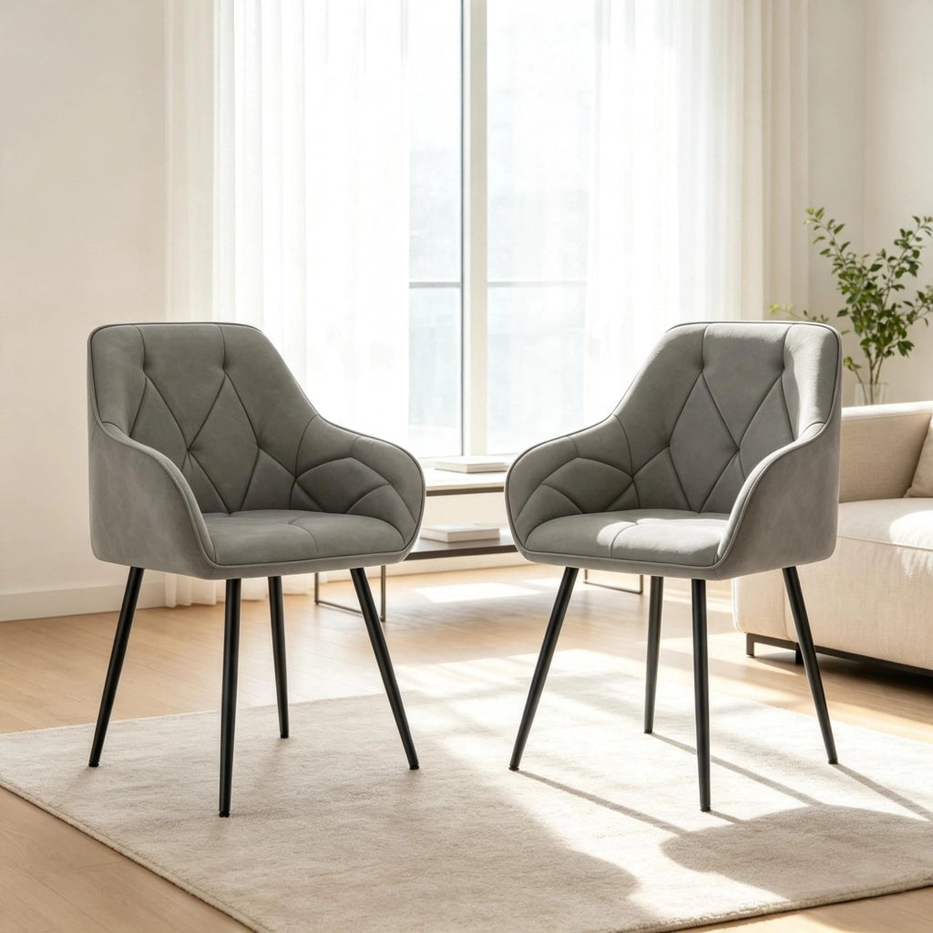 Set di 2 sedie da pranzo ergonomiche grigio scuro