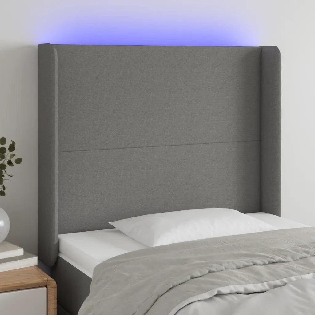 Testiera a LED Grigio Scuro 93x16x118/128 cm in Tessuto 3123751