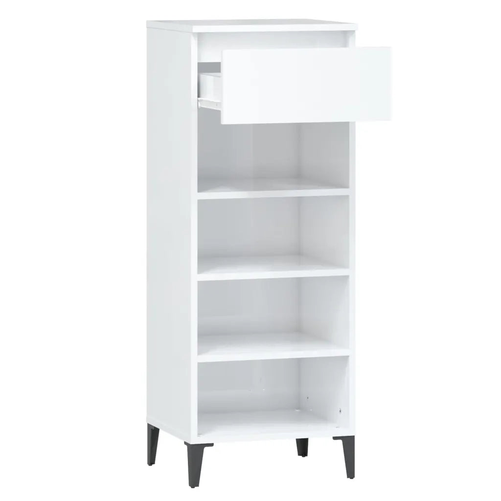 Scarpiera Bianco Lucido 40x36x105 cm in Legno Multistrato