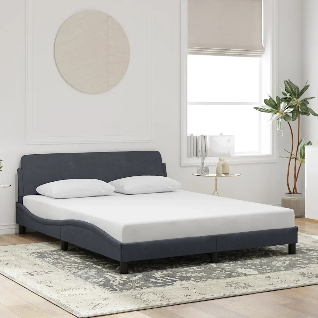 vidaXL Giroletto senza Materasso Grigio Scuro 160x200 cm Velluto