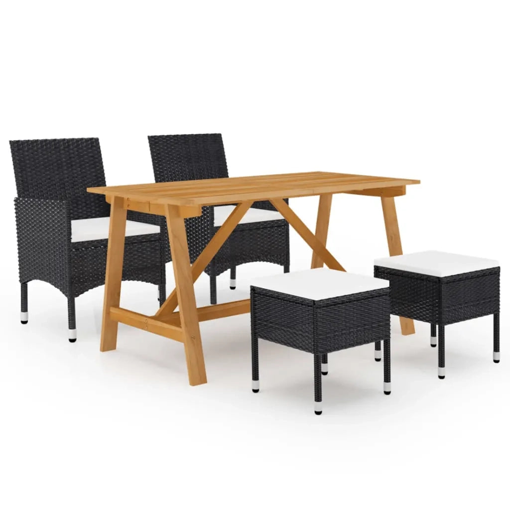 Set Mobili da Pranzo per Giardino 5 pz Nero cod mxl 69235