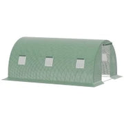 Serra a Tunnel da Esterno 4.5x3x2m con Copertura in PE, Porta con Cerniera e 6 Finestre, Verde